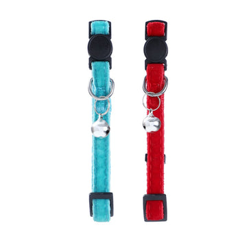 Paws & Claws Velvet Adjustable Breakaway Cat Collar with Bell - 20-30x1cm